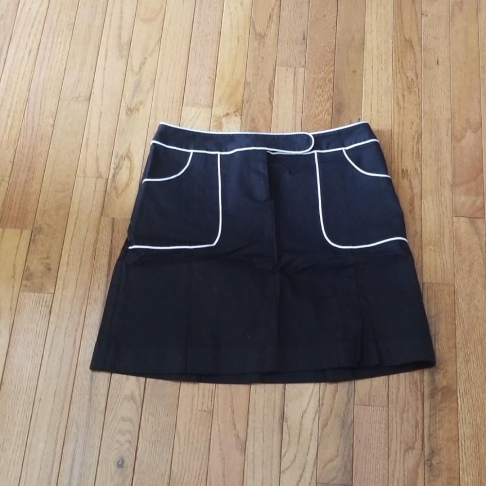 LOFT Black Mini Skirt with White Piping